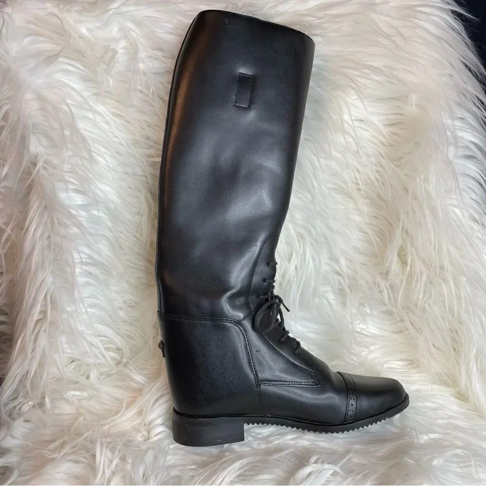 AMAZONAS Cavalier Lace Up Leather English Riding Field Equestrian Tall Boots 5R